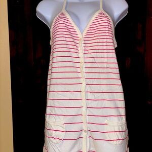 American Eagle Outfitters Pink Striped Sleeveless Button Up